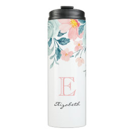 Garrafa Térmica Borda Floral Rosa e Verde