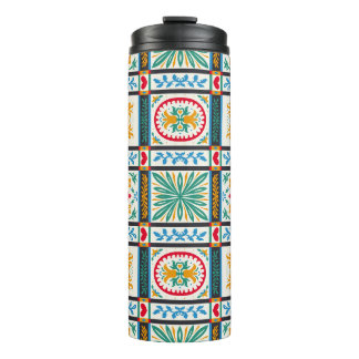 Garrafa Térmica Bordado Maiolica Italiano: Floral Mediterrânica