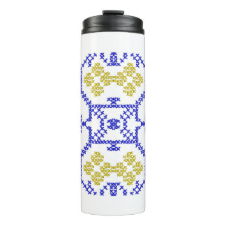 Garrafa Térmica Bordado ucraniano nas cores da Ucrânia