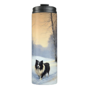 Garrafa Térmica Border Collie Deixe Nevar Natal