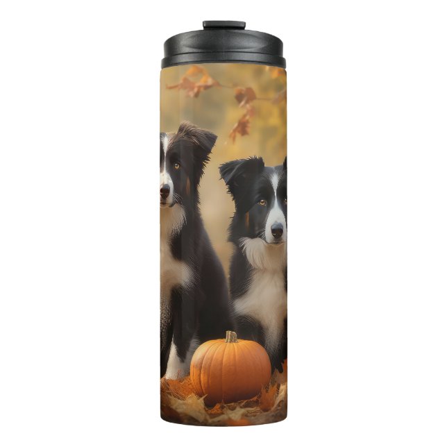 Garrafa Térmica Bordo Collie Puppy Autumn Delight Pumpkin (Frente)