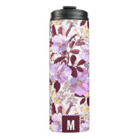 Borgonha Deixa Púrpura Padrão Floral | Monograma