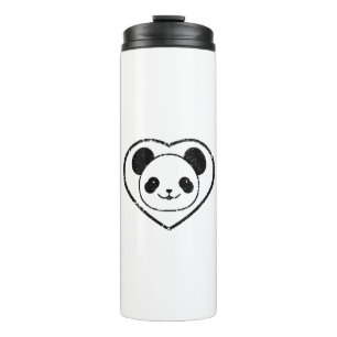 Garrafa Térmica Borracha Espetada Panda Bear E Coração
