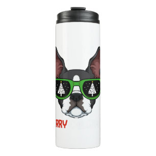 Garrafa Térmica Boston Terrier Christmas Pajama Dog Sunglass X-M