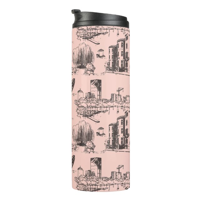 Garrafa Térmica Boston Toile Black and Pink (Rotação à direita)