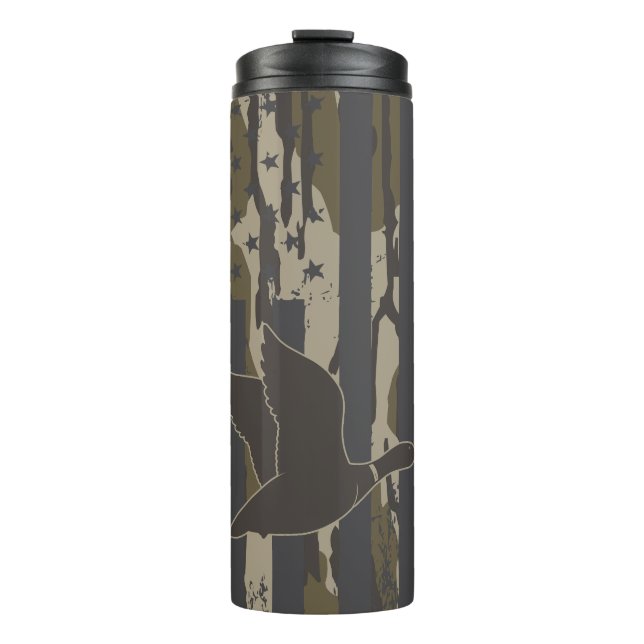 Garrafa Térmica Bottomland Camo Duck Hunting American Flag EUA (Frente)