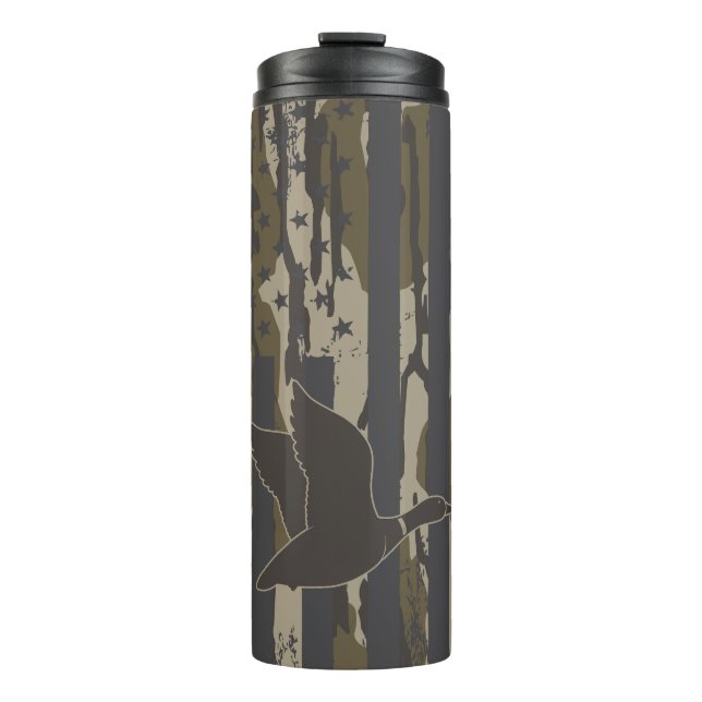 Garrafa Térmica Bottomland Camo Duck Hunting American Flag EUA (Frente)