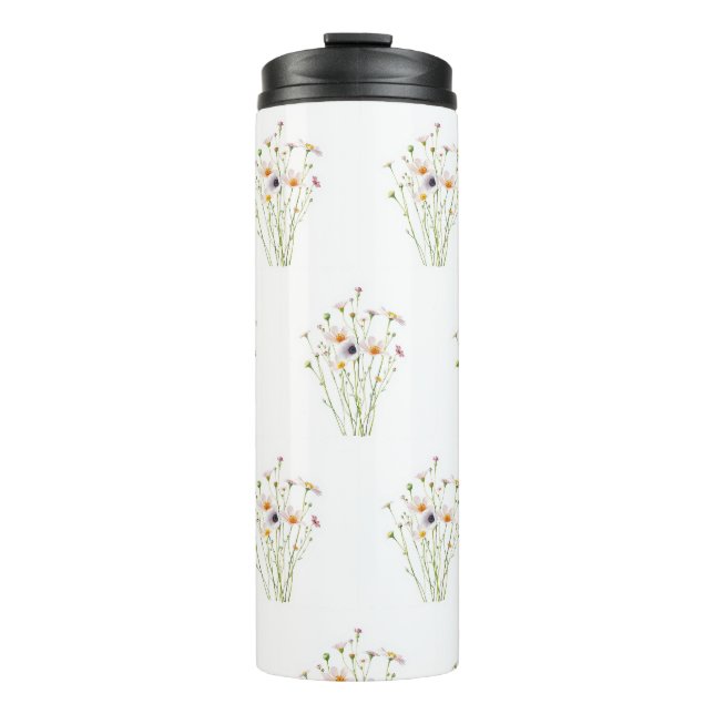 Garrafa Térmica Bouquet de aquarela de flores silvestres (Frente)