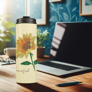 Garrafa Térmica Bouteille isotherme tournesol jaune aquarelle