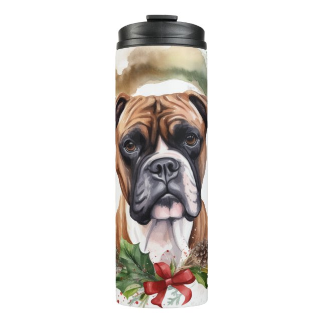Garrafa Térmica Boxer Christmas Wreath Festivo Pup (Frente)