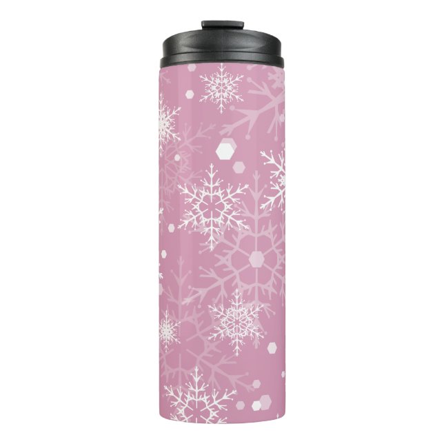 Garrafa Térmica Branca com neve escamoteada com flocos térmicos (Frente)