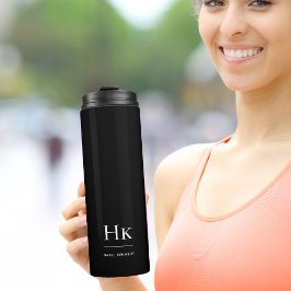 Garrafa Térmica Branco preto clássico mínimo e mínimo moderno mono