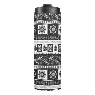 Garrafa Térmica Branco preto étnico: Padrão de Eterno