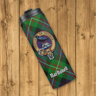 Garrafa Térmica Brasão do Clã MacDonell de Glengarry sobre Tartan