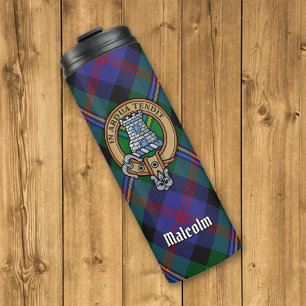 Garrafa Térmica Brasão do Clã Malcolm sobre Tartan
