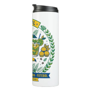 Garrafa Térmica Brasil Culture Badge Cafe Samba Futebol Amazonia