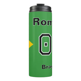 Garrafa Térmica Brasil Flag Personalized Soccer Player Name Number