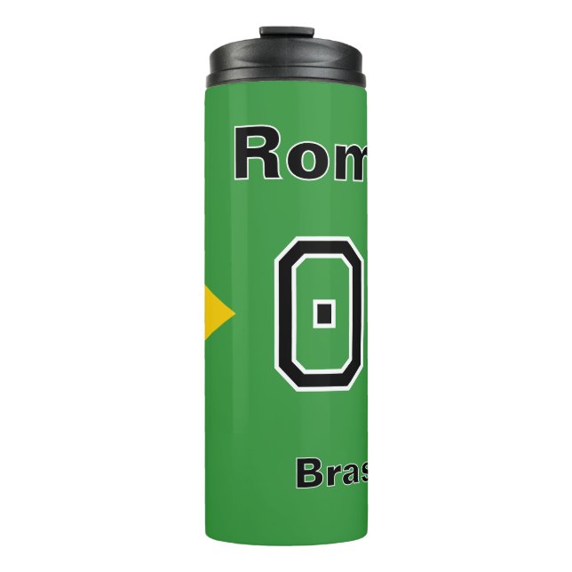 Garrafa Térmica Brasil Flag Personalized Soccer Player Name Number (Frente)