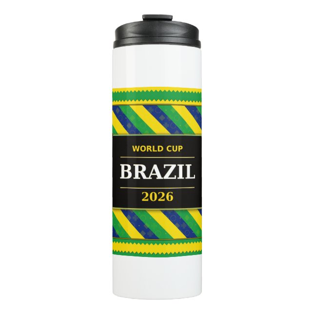 Garrafa Térmica Brazil Football Fan Flag Colors Stripe Pattern (Frente)