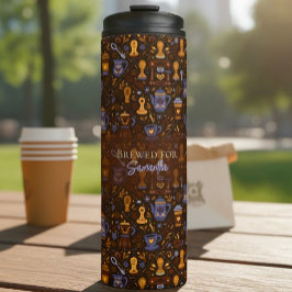 Garrafa Térmica Brewed for [Name] — folk coffee (cocoa & slate)