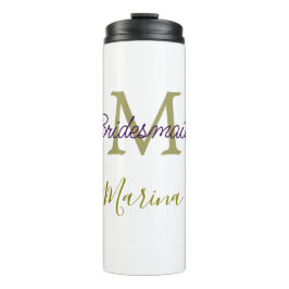 Garrafa Térmica Bride tribe monogram bridal shower simple golden p