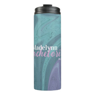 Garrafa Térmica Bridesmaid de Casamento Holográfico Azul Personali