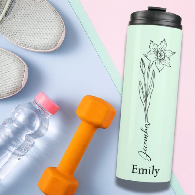 Garrafa Térmica Bridesmaid Name Narcissus Dezembro Nascimento Flor (Bridesmaid Name Narcissus December Birth Flower Thermal Tumbler)