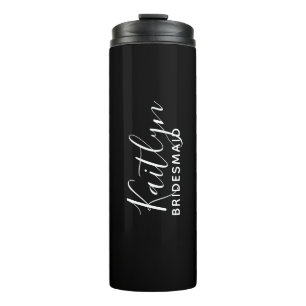 Garrafa Térmica Bridesmaid Personalizada Preta e Branca 