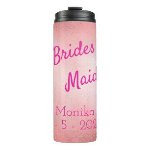 Garrafa Térmica Bridesmaid Personalizado com rosa