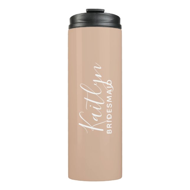 Garrafa Térmica Bridesmaid Personalizado Cor-de-Rosa Esbranquiçado (Frente)