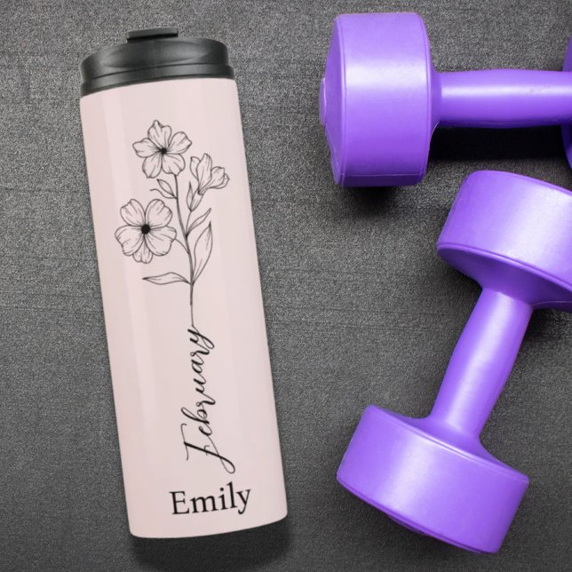 Garrafa Térmica Bridesmaid Primrose Nascimento mês Flor fevereiro (Bridesmaid Primrose Birth Month Flower February Thermal Tumbler)