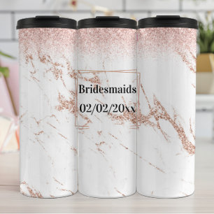 Garrafa Térmica Bridesmaids Tumbler: Elegância Rosa Dourada