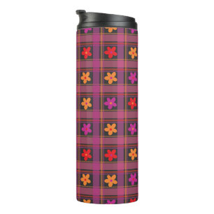 Garrafa Térmica Bright floral gingham stripe
