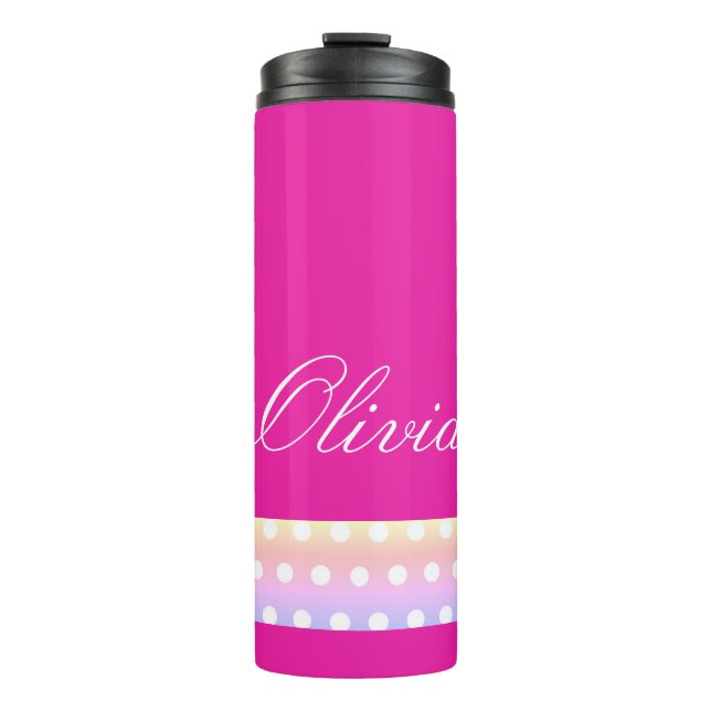 Garrafa Térmica Bright Pink and Pola Dots  (Frente)