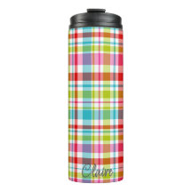 Bright Rainbow Plaid Checkered Pattern Custom Name