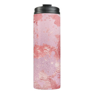 Garrafa Térmica Brilhante Lamina Metálica Rosa Glamurosa