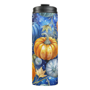 GARRAFA TÉRMICA BRILHO AZUL E LARANJA QUEDA DE OUTONOS