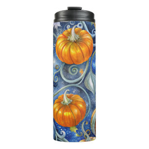 GARRAFA TÉRMICA BRILHO AZUL E LARANJA QUEDA DE OUTONOS