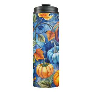 GARRAFA TÉRMICA BRILHO AZUL E LARANJA QUEDA DE OUTONOS