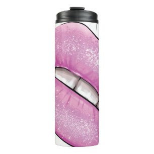 Garrafa Térmica Brilho cor-de-rosa com dentes