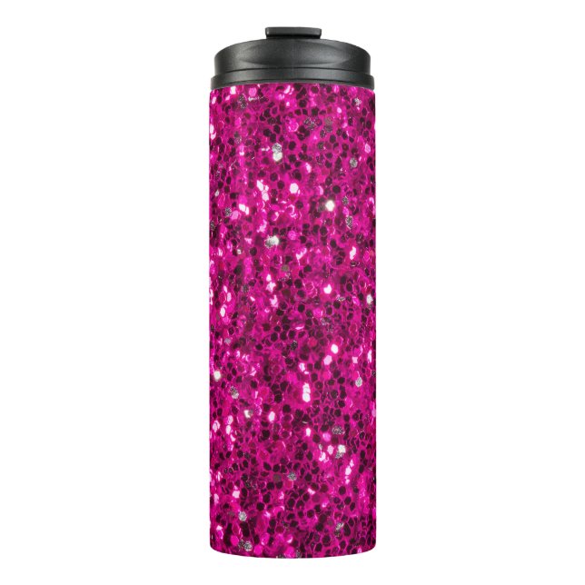 Garrafa Térmica Brilho falso rosa quente (Frente)