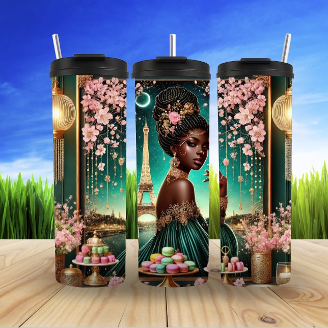 Garrafa Térmica Brilho Romântico da Noite Parisiense (Criador carregado)