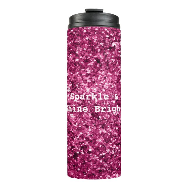 Garrafa Térmica Brilho Rosa Glitter (Frente)