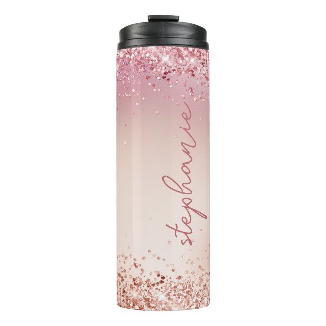 Garrafa Térmica Brilho Rosa Personalizado  (Frente)