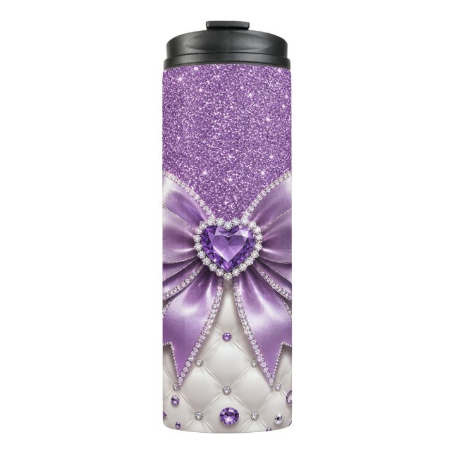 Garrafa Térmica Brilho Roxo e Laço (Frente)