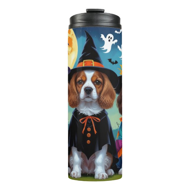 Garrafa Térmica Brittany Spaniel Dogs Pumpkin Halloween Engraçado (Frente)