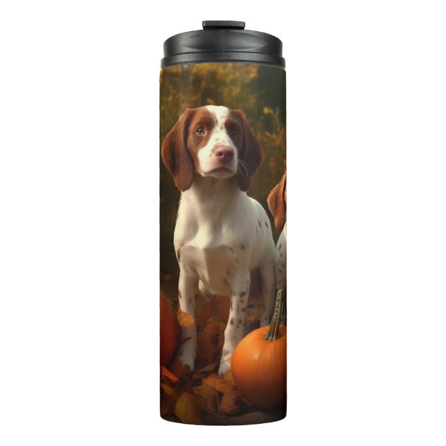 Garrafa Térmica Brittany Spaniel Puppy Autumn Delight Pumpkin (Frente)