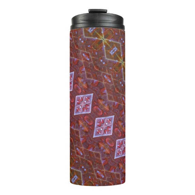 Garrafa Térmica Bronze e Folha Verde Ikat 12 (Frente)