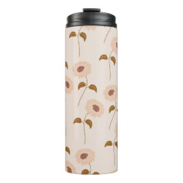 Garrafa Térmica Brown Beige Retro Y2K Hippie Padrão de Girassol