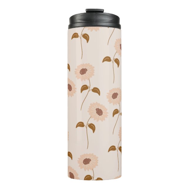 Garrafa Térmica Brown Beige Retro Y2K Hippie Padrão de Girassol (Frente)